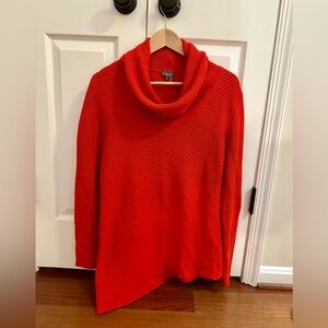 Vince Camuto red cotton/acrylic tunic sweater, size small.